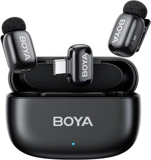 boya mini wireless lavalier microphone for android tablets pc with usb c plug, noise reduction