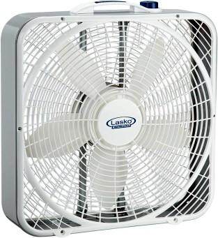 lasko weather shield performance box fan, 3 speeds, innovative wind ring system for up to 30% more air