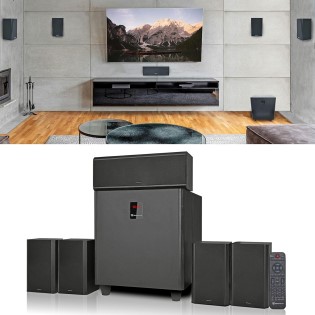 rockville hts820 1500w 5.1 channel home theater system with 8 inch subwoofer, bluetooth, usb