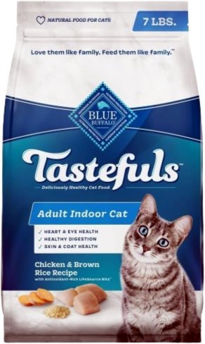 Blue Buffalo Tastefuls Natural Dry Food for Adult Indoor Cats Chicken Brown Rice Recipe 7 lb. Bag blue buffalo tastefuls natural dry food for adult indoor cats, chicken & brown rice recipe, 7 lb. bag