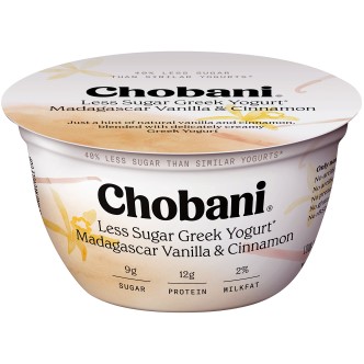 The #3 Best Yogurt of 2025 - Chobani Less Sugar Yogurt Madagascar Vanilla & Cinnamon. 