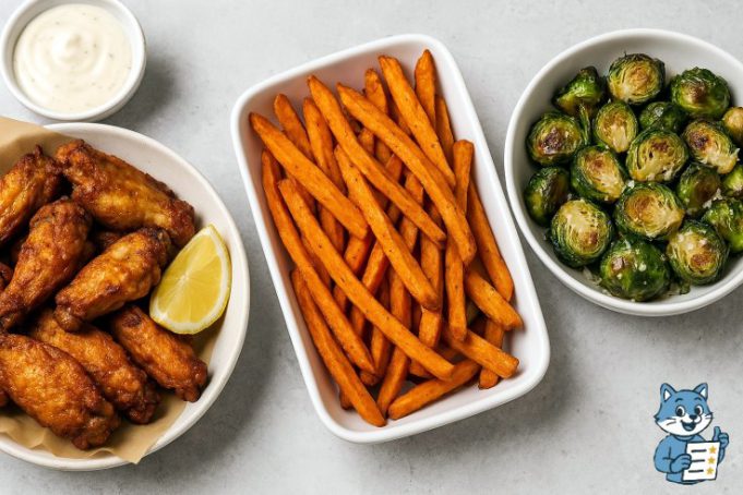 Discover the top 3 best easy air fryer recipes - crispy chicken wings, sweet potato fries, and garlic Parmesan Brussels sprouts. Quick, healthy, and beginner-friendly!