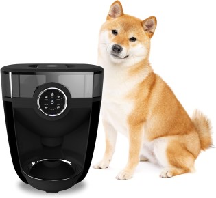 Feeder Robot by Whisker Black with Smoke Grey Hopper Smart Automatic Pet Feeder Feed Your Cat or Dog from Anywhere Designed Assembled in USA feeder robot by whisker, black with smoke grey hopper; smart, automatic pet feeder, feed your cat or dog from anywhere, designed & assembled in usa