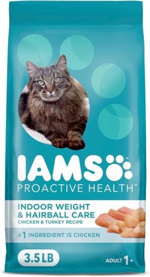 IAMS Proactive Health Indoor Weight Control Hairball Care Adult Dry Cat Food Chicken Turkey Recipe 3.5 lb. Bag iams proactive health indoor weight control & hairball care adult dry cat food, chicken & turkey recipe, 3.5 lb. bag