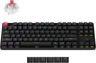 keychron k8 version 2 tkl custom wireless mechanical keyboard, qmk programmable bluetooth 5.2 wired, rgb backlit with shine through pbt keycaps, super red switch for mac windows linux