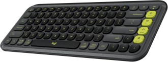 logitech pop icon keys wireless bluetooth keyboard, comfortable typing, programmable keys, easy switch between up to 3 devices, for laptop, tablet, pc – graphite and green