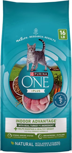 Purina ONE Natural Low Fat Weight Control Indoor Dry Cat Food Plus Indoor Advantage 16 lb. Bag purina one natural, low fat, weight control, indoor dry cat food, +plus indoor advantage 16 lb. bag