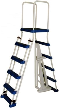 SWIMLINE HYDROTOOLS 5 Step A Frame Pool Ladder White Blue Fits Above Ground Pools with 48 inch to 52 inch Side Walls With Handrails Inside Barrier 275 lb Weight Capacity #2 Best Above Ground Pool Accessories for 2025 - SWIMLINE HYDROTOOLS 5-Step A-Frame Pool Ladder, White & Blue - Fits Above Ground Pools with 48 inch to 52 inch Side Walls, With Handrails & Inside Barrier, 275 lb Weight Capacity