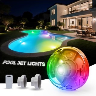 klleyna Pool Return Jet Light LED Water Powered Underwater Lights for Above Inground Swimming Pool Swimming Pool Jet Nozzles Lights Pool Spa Return Fittings Replacement 7 Modes #3 Best Above Ground Pool Accessories for 2025 - klleyna Pool Return Jet Light LED - Water Powered Underwater Lights for Above & Inground Swimming Pool, Swimming Pool Jet Nozzles Lights, Pool Spa Return Fittings Replacement 7 Modes
