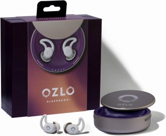 Ozlo Sleepbuds® are comfortable side-sleeper headphones offering up to 10 hours of Bluetooth LE streaming. They feature science-backed sleep sounds and snore-blocking, making them ideal for a good night's rest.